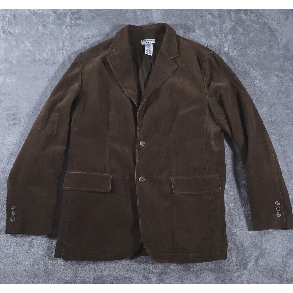 Covington Corduroy Sport Coat Mens‎ Large 44 Brown Jacket 2 Button Single Vent